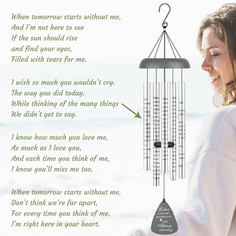 Fabuday Memorial Gifts Wind Chimes for Outside - Sympathy Wind Chimes for Loss of Loved One Prime  Bereavement Gifts in Memory of Loved One  Sympathy Gift for Loss of Mother Father Condolence Remembrance Gray - Image 5
